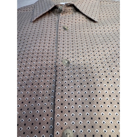 Pierre Cardin Other - VTG Pierre Cardin Tan Geometric Print Cotton Button Down Shirt Men's Size Large